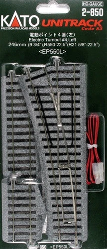 Kato 2850 HO Scale UniTrack #4 Remote Left-Hand Turnout