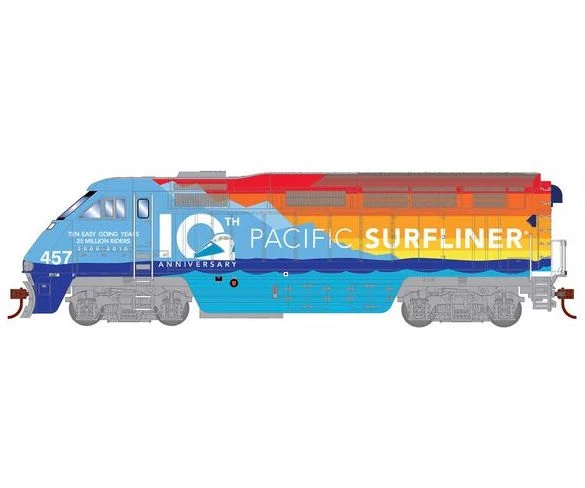 Athearn RTR 64949 HO Scale EMD F59PHI Diesel Amtrak "10th Anniversary" Surfliner 457 DCC & Sound