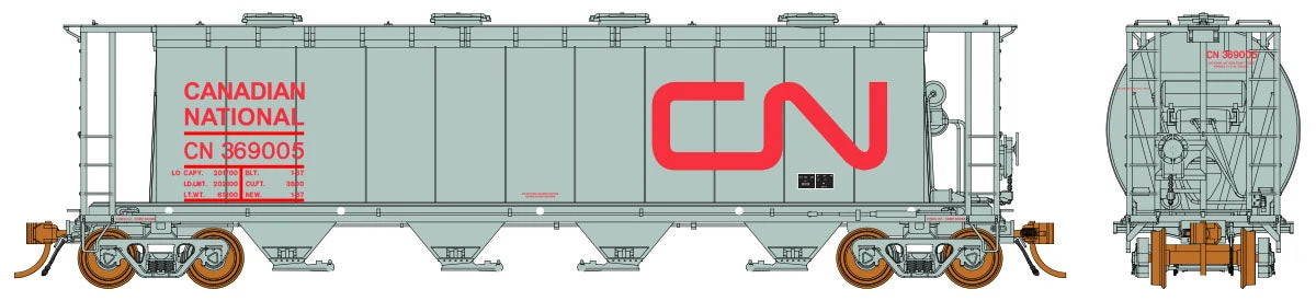 Rapido Trains 127001 HO Scale 3800 Cylindrical Hopper Canadian National With Red CN Car # Varies - Image 2