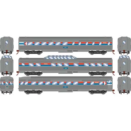Roundhouse 79121 HO Scale Streamlined Passenger 3 Car Set Amtrak Phase 1 - Image 2