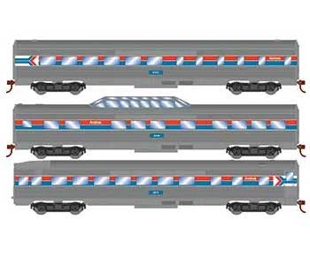 Roundhouse 79121 HO Scale Streamlined Passenger 3 Car Set Amtrak Phase 1
