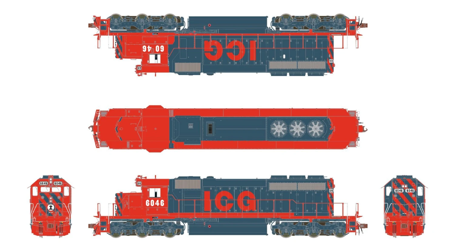 ScaleTrains Rivet 38812 HO Scale EMD SD40-2 Illinois Central Gulf ICG 6046 - DC - Image 2
