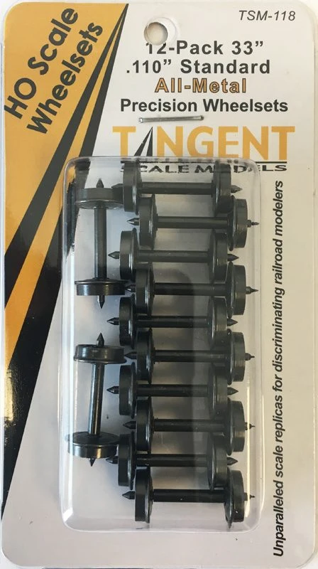 Tangent Scale Models 118 HO Scale 33" Normal Tread RP25 All-Metal Wheelsets 12 Pack