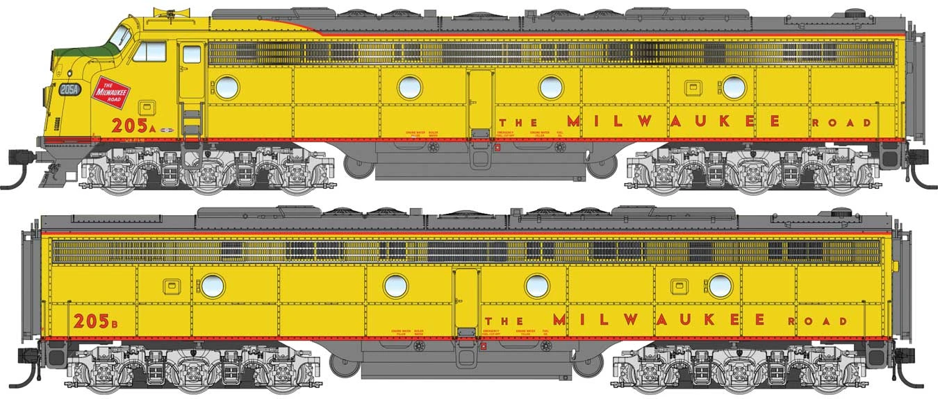Walthers Proto 920-49951 HO Scale EMD E9A-B Diesel Set Milwaukee Road MILW 205A/205B